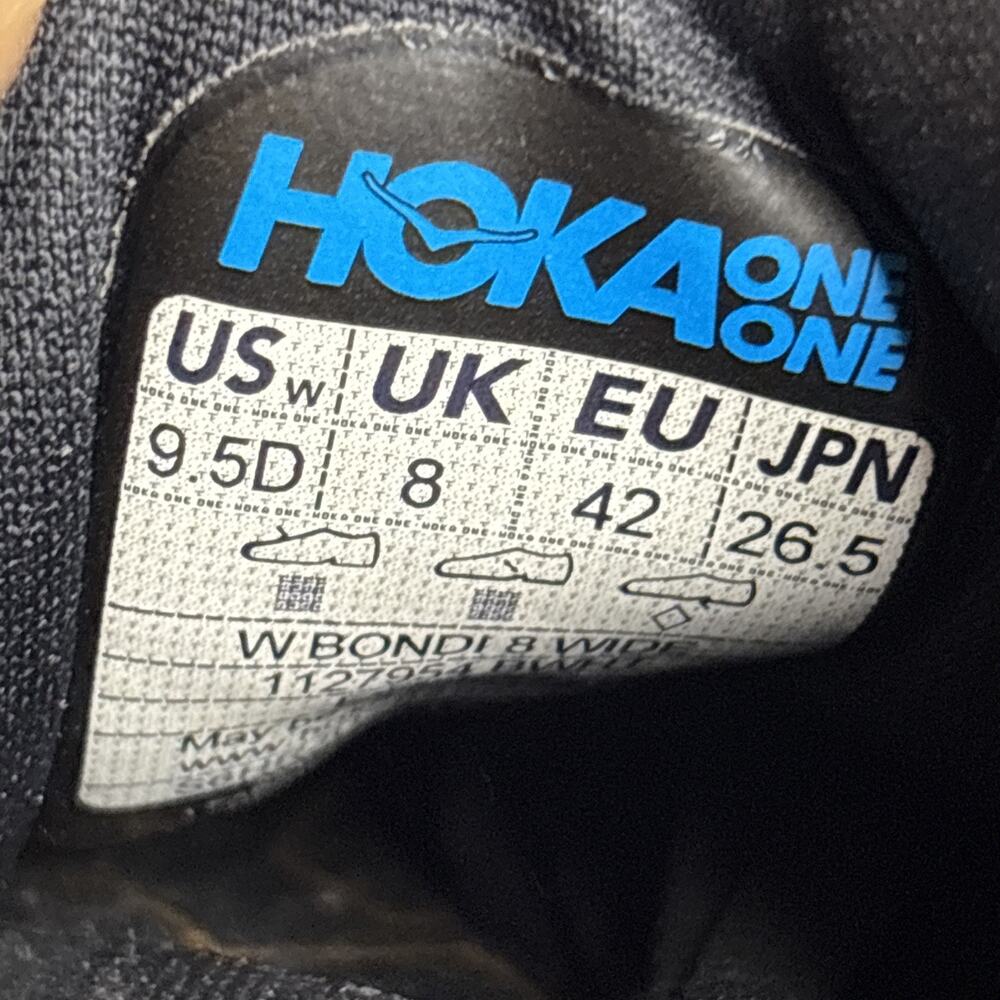 Hoka ONE ONE Bondi 8 Women's Size 9.5 Wide Running Shoes Black Athletic Sneakers - Picture 11 of 12